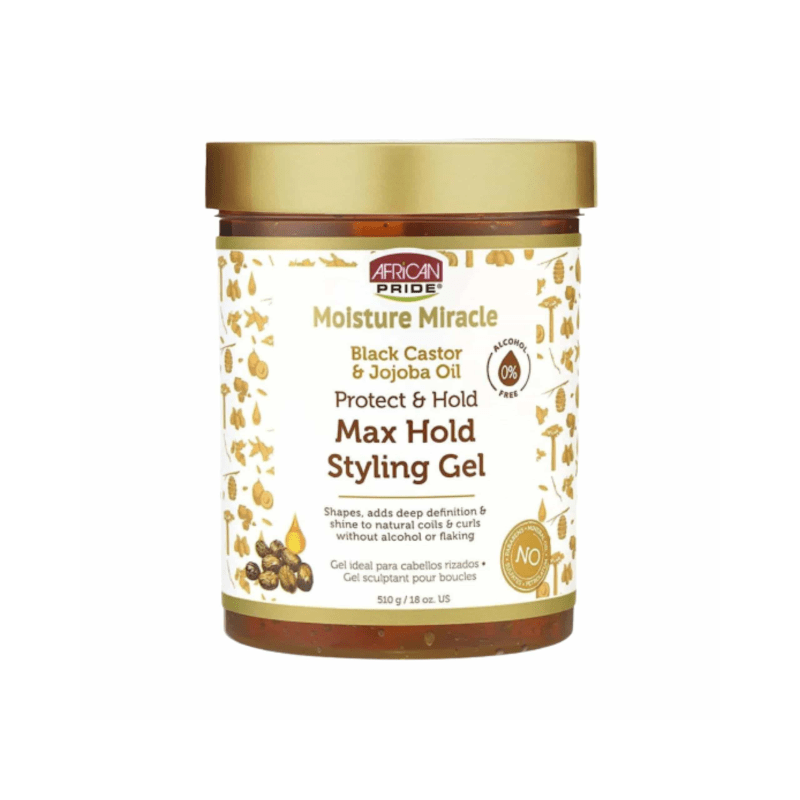 AFRICAN PRIDE MOISTURE MIRACLE PROTECT & HOLD MAX HOLD STYLING GEL 18OZ - Beautylicious Canada
