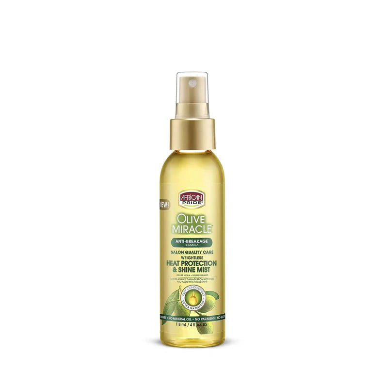 AFRICAN PRIDE OLIVE MIRACLE HEAT PROTECTION & SHINE MIST 4OZ - Beautylicious Canada