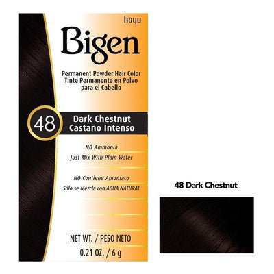 BIGEN PERMANENT POWDER HAIR COLOR 48 - DARK CHESTNUT - Beautylicious Canada