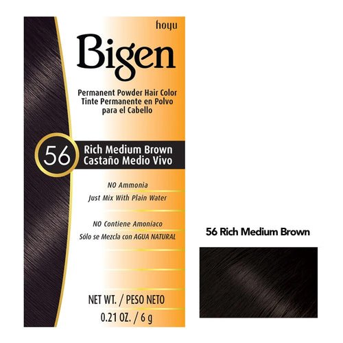 BIGEN PERMANENT POWDER HAIR COLOR 56 - RICH MEDIUM BROWN - Beautylicious Canada