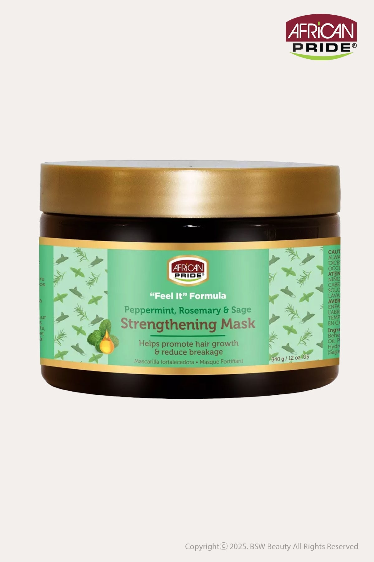 African pride "feel it" formula Peppermint ,rosemary&sage strengthening mask 12.Oz