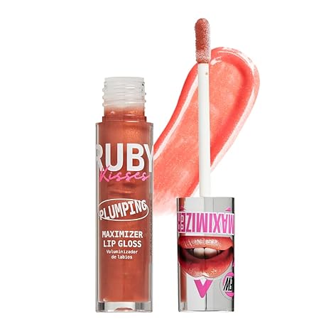 RUBY KISSES PLUMPING MAXIMIZER LIP GLOSS ROSE NUDE  PL08  0.15 Oz