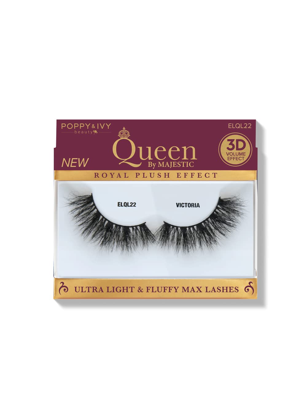 POPPY&IVY BEAUTY QUEEN 3D ULTRA LIGHT & FLUFFY MAX  LASHES VICTORIA  ELQL22  0.4 Oz