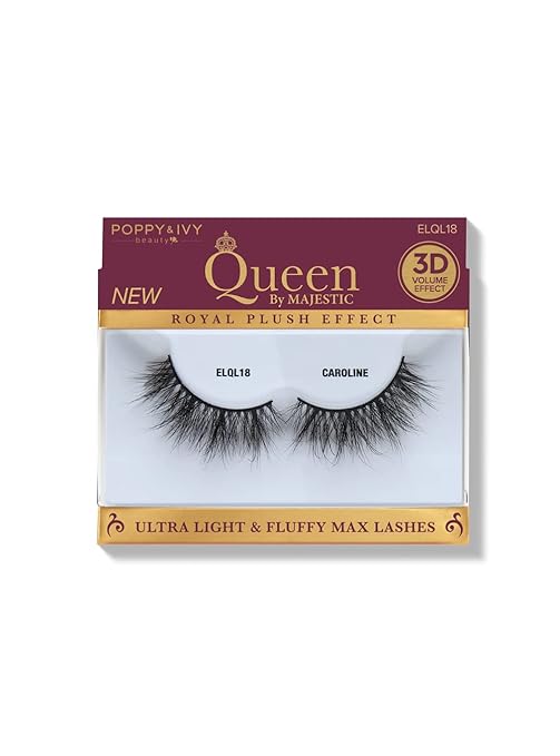 POPPY&IVY BEAUTY QUEEN 3D ULTRA LIGHT & FLUFFY MAX  LASHES CAROLINE  ELQL18   0.4 Oz