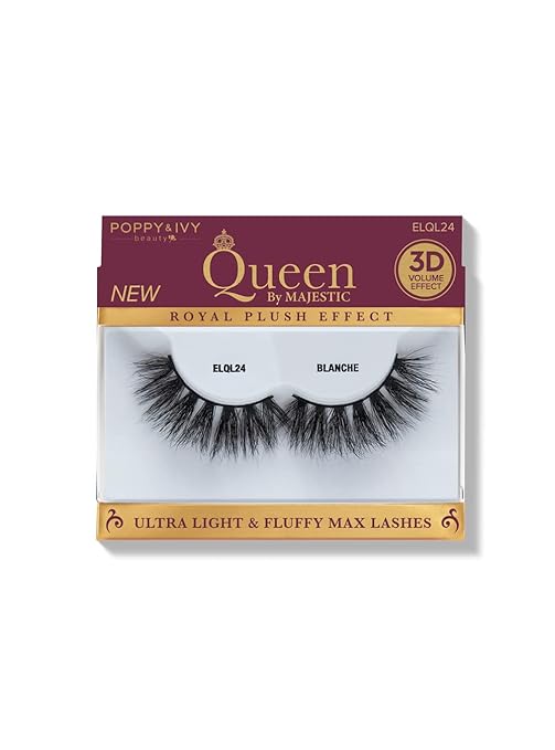 POPPY&IVY BEAUTY QUEEN 3D ULTRA LIGHT & FLUFFY MAX  LASHES BLANCHE  ELQL24  0.4 Oz
