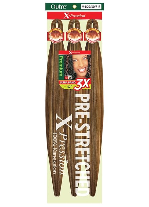OUTRE X_PRESSION BRAID 3X_ PRE STRETCHED BRAID 52" COLOR M4/27/30/613   5.0 Oz