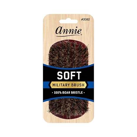 ANNIE SOFT MILITARY BRUSH %100 BOAR BRISTLE #2082   3.0 Oz