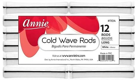 ANNIE COLD WAVE RODS 12"RODS BIGUDIS LONG WHITE /BLANCO #1104   1.0 Oz