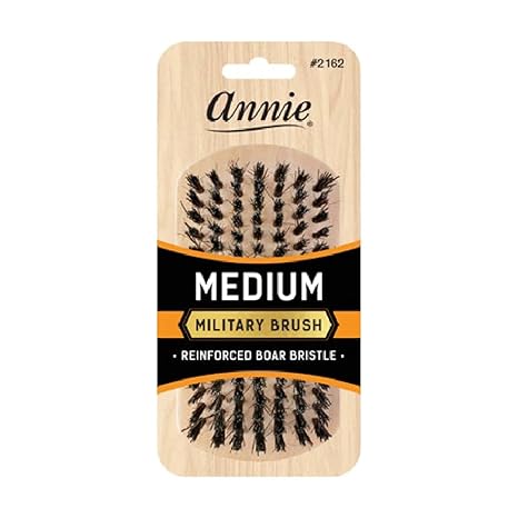 ANNIE MEDIUM MILITARY BRUSH %100 BOAR BRISTLE  #2162   3.0 Oz