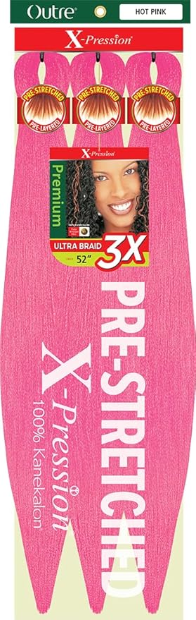 OUTRE X_PRESSION BRAID 3X_ PRE STRETCHED BRAID 52" COLOR HOTPINK   5.0 Oz