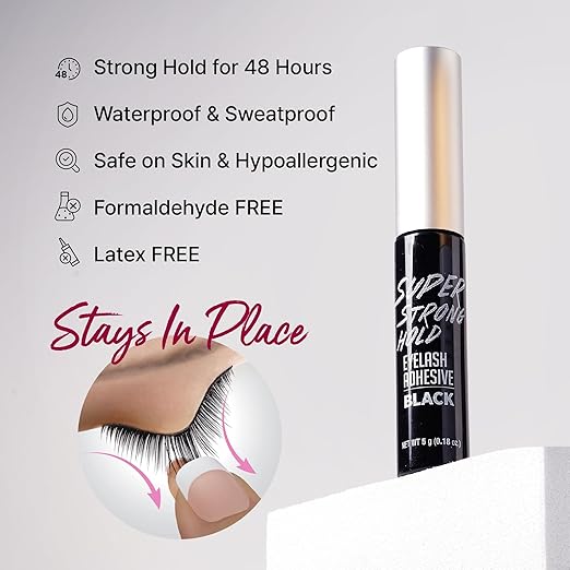 I_ENVY BY KISS SUPER STRONG HOLD EYELASH ADHESIVE WATER PROOF SAFE ON SKIN BLACK KPEG05    3.0 Oz