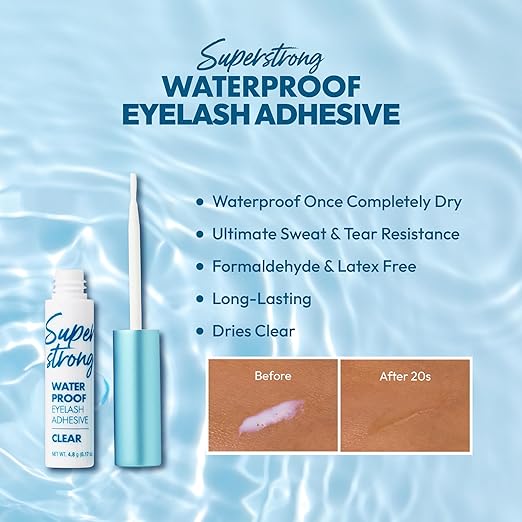 I_ENVY BY KISS SUPER STRONG HOLD EYELASH ADHESIVE WATER PROOF SAFE ON SKIN CLEAR KPEG20   3.0 Oz