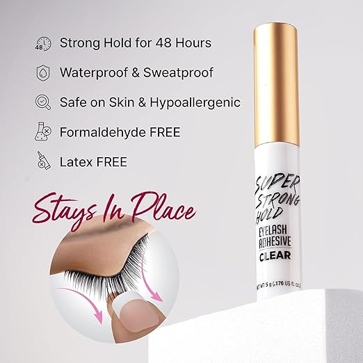 I_ENVY BY KISS SUPER STRONG HOLD EYELASH ADHESIVE WATER PROOF SAFE ON SKIN CLEAR KPEG06    3.0 Oz