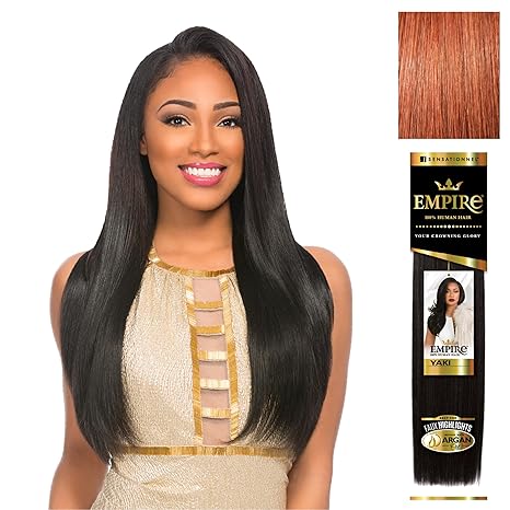 SENSATIONNEL EMPIRE HUMAN HAIR YAKI 12" COLOR 350 COPPERRED  8.0 Oz