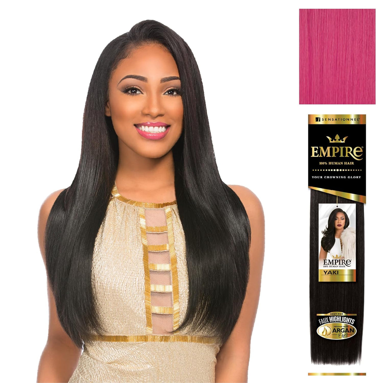 SENSATIONNEL EMPIRE HUMAN HAIR YAKI 12" COLOR HOTPINK  8.0 Oz