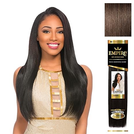 SENSATIONNEL EMPIRE HUMAN HAIR YAKI 10" COLOR 4 MEDIUM BROWN  7.0 Oz