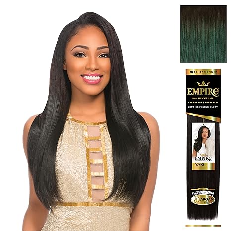 SENSATIONNEL EMPIRE HUMAN HAIR YAKI 12" COLOR T1B/DARKGREEN  8.0 Oz