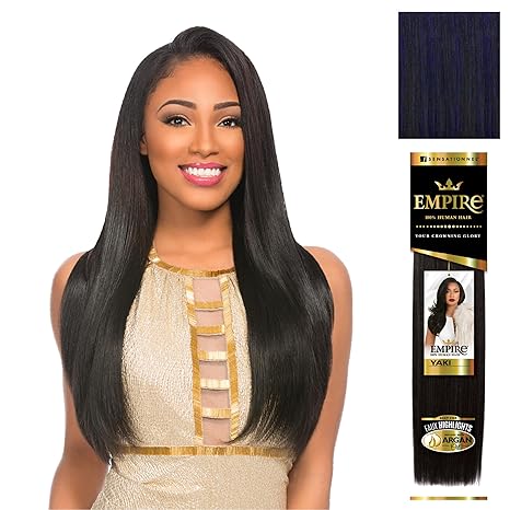 SENSATIONNEL EMPIRE HUMAN HAIR YAKI 12" COLOR DARK BLUE  8.0 Oz
