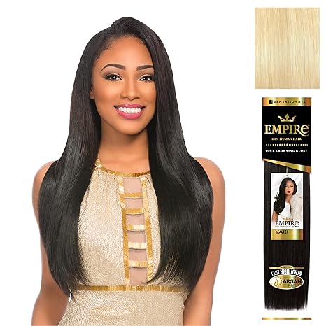 SENSATIONNEL EMPIRE HUMAN HAIR YAKI 14" COLOR 613 BLONDE  8.5 Oz