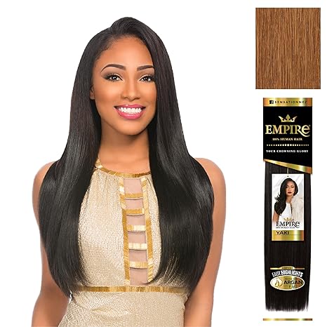 SENSATIONNEL EMPIRE HUMAN HAIR YAKI 12" COLOR 30 LIGHT AUBURN   8.0 Oz