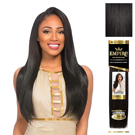 SENSATIONNEL EMPIRE HUMAN HAIR YAKI 12" COLOR 1B OFF BLACK  8.0 Oz