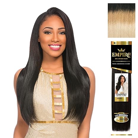 SENSATIONNEL EMPIRE HUMAN HAIR YAKI 10" COLOR T2/27/613  7.0 Oz
