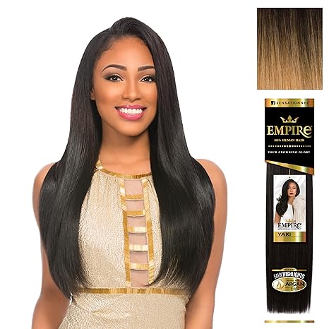 SENSATIONNEL EMPIRE HUMAN HAIR YAKI 14" COLOR T1B/27  8.5 Oz