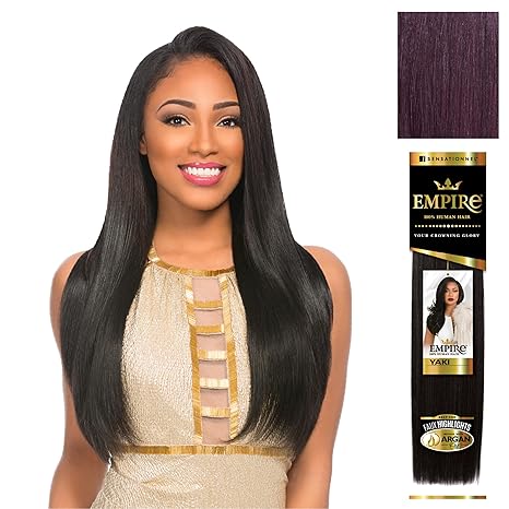 SENSATIONNEL EMPIRE HUMAN HAIR YAKI 10" COLOR 99J HIGHLIGHTS AND FAUXXMIDDLEPART  7.0 Oz