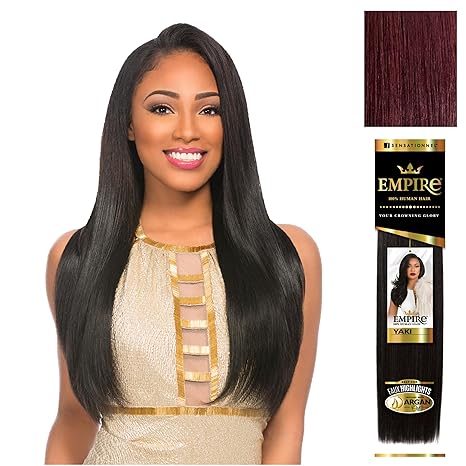 SENSATIONNEL EMPIRE HUMAN HAIR YAKI 12" COLOR 530  8.0 Oz