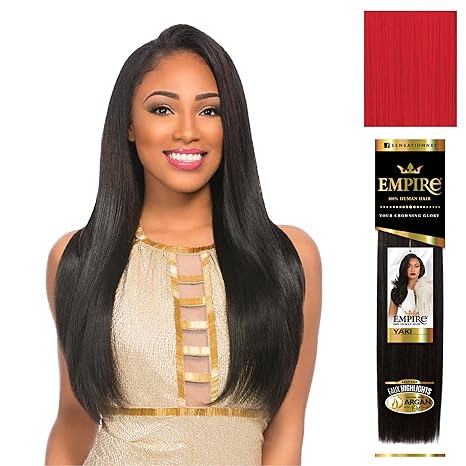 SENSATIONNEL EMPIRE HUMAN HAIR YAKI 14" COLOR RED  8.5 Oz
