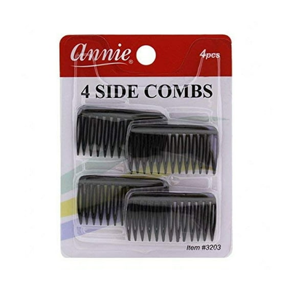 ANNIE 4 SIDE COMBS BETTER TOLS BETTER BEAUTY BLACK #3203  0.3 Oz