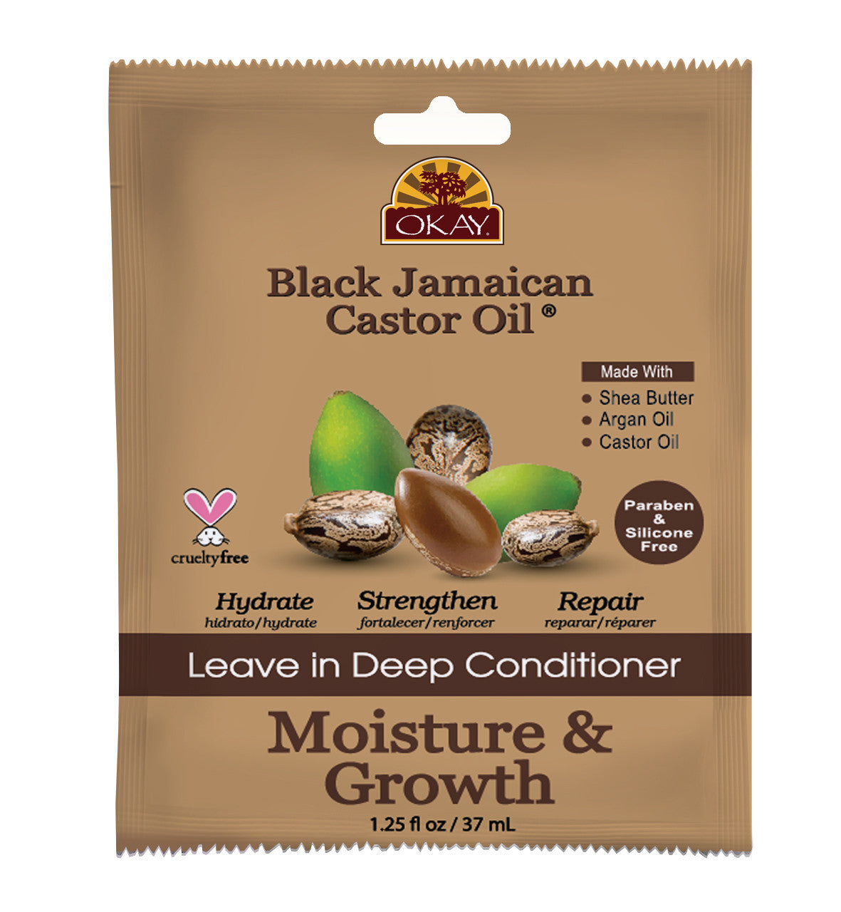 OKAY BLACK JAMAICAN CASTOR OIL MOISTURE & GROWTH  1.25 Oz
