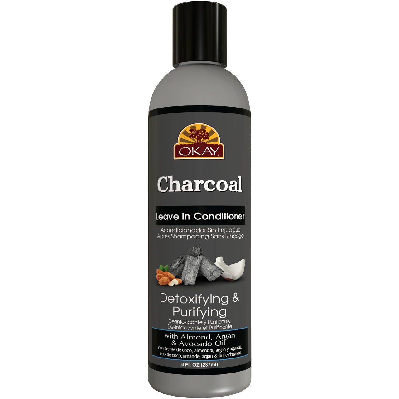 OKAY CHARCOAL LEAVE IN CONDITIONER detoxifying & purifying  8 .Oz