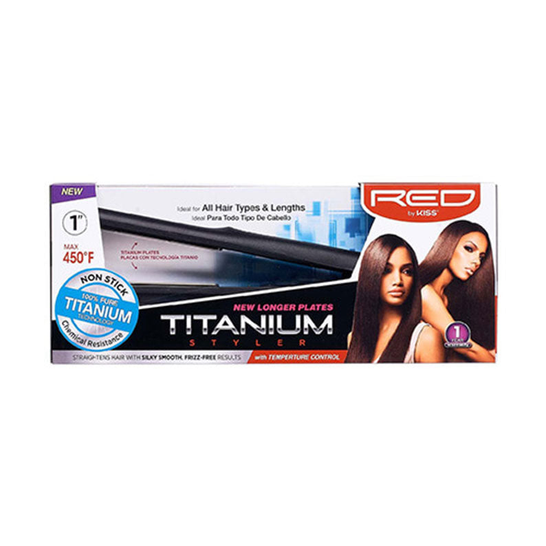 RED BY KISS TITANIUM NEW LONGER TITANIUM STYLER 1" 450F   10.1 Oz