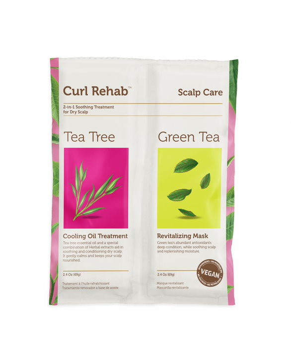 Curl Rehab tea tree cooling oil treatment &Scalp Care green tea revitalizing mask 2.5 Oz