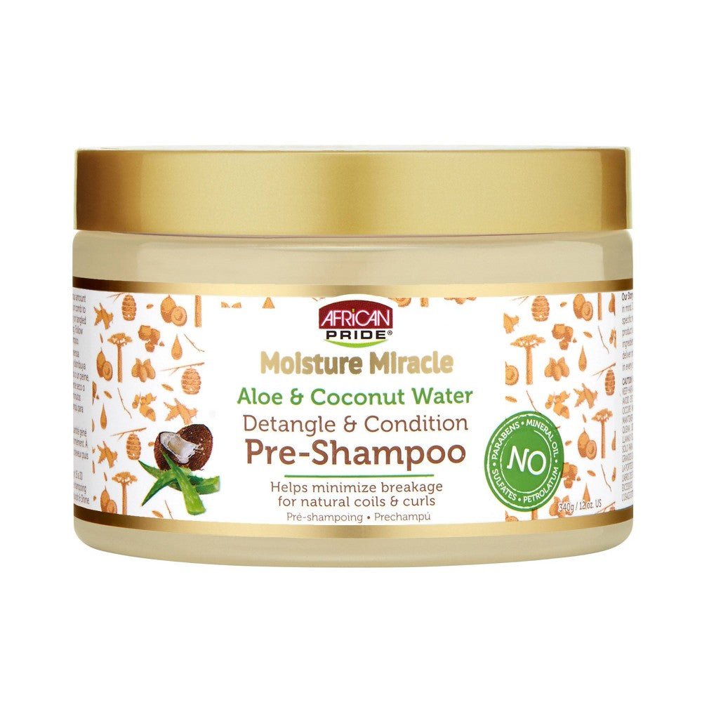 AFRICAN PRIDE MOISTURE MIRACLE DETANGLE & CONDITION PRE - SHAMPOO 12OZ - Beautylicious Canada