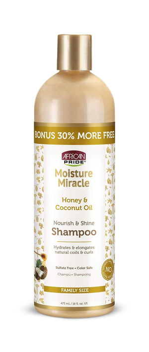 AFRICAN PRIDE MOISTURE MIRACLE NOURISH & SHINE SHAMPOO 16OZ - Beautylicious Canada