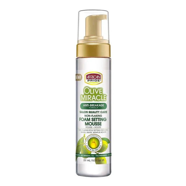 AFRICAN PRIDE OLIVE MIRACLE FOAM SETTING MOUSEE 8.5OZ - Beautylicious Canada
