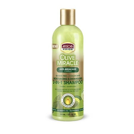 AFRICAN PRIDE OLIVE MIRACLE MOISTURIZING & DETANGLING 2 - IN - SHAMPOO 12OZ - Beautylicious Canada
