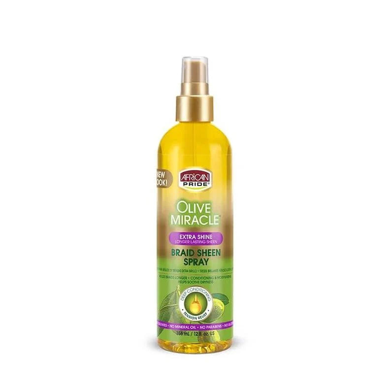 AFRICAN RIDE OLIVE MIRACLE BRAID SHEEN SPRAY 12OZ - Beautylicious Canada