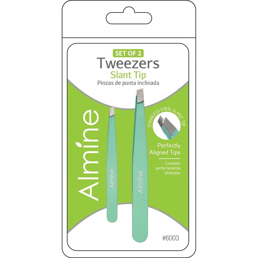 ALMINE Slant Tip Tweezers with Rubber Coating 2pc *6003 - Beautylicious Canada