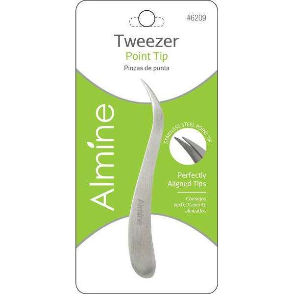 ALMINE Stainless Steel Point Tip Tweezers *6209 - Beautylicious Canada