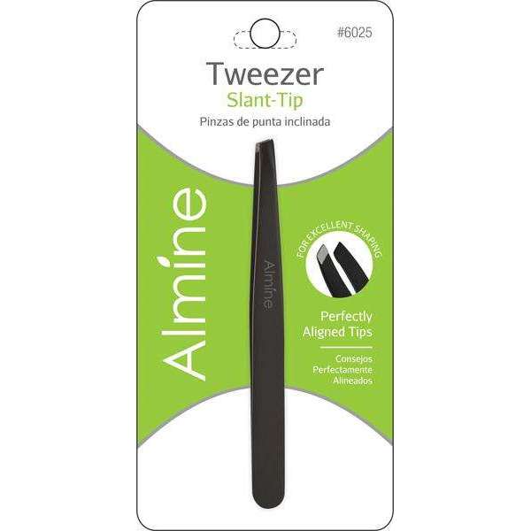 ALMINE Tweezers Slant Tip Black*6025 - Beautylicious Canada