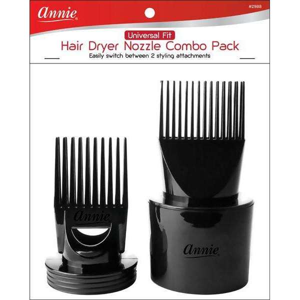 Annie Universal Fit Hair Dryer Nozzle Combo Pack Black - Beautylicious Canada
