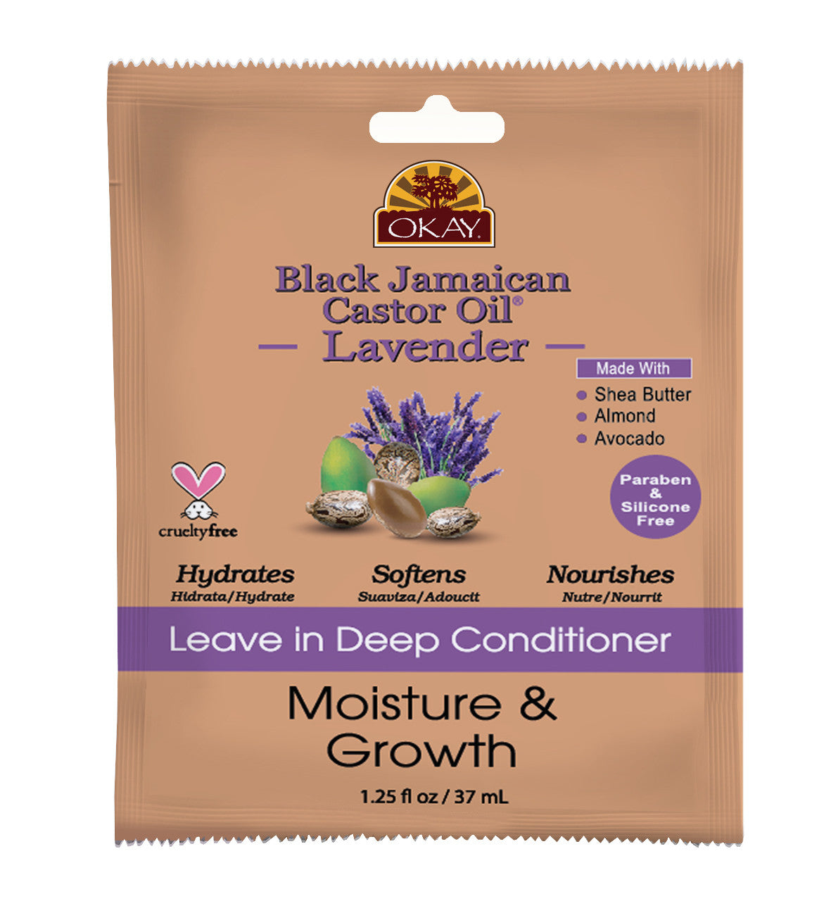 OKAY BLACK JAMAICAN CASTOR OIL LEVENDER  1.25 Oz