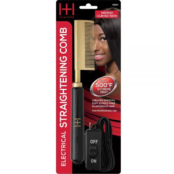 HOT&HOTTER ELECTRICAL STRAIGTENING COMB MEDIUM STRAIGHT TEETH #5531  14.2 Oz