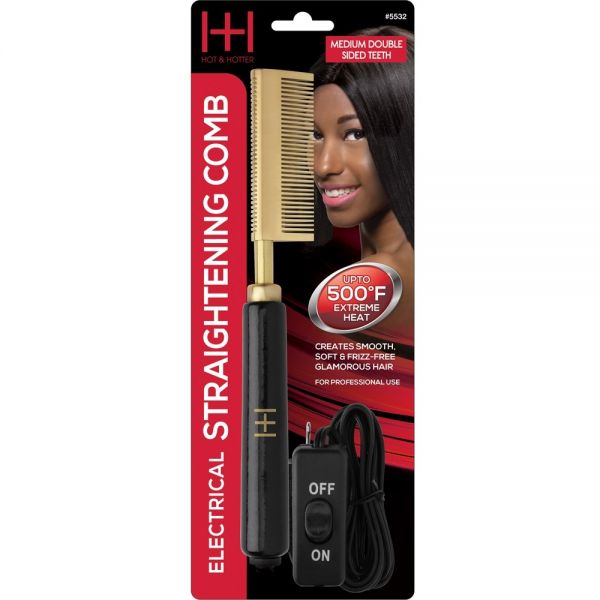 HOT&HOTTER ELECTRICAL STRAIGTENING COMB MEDIUM STRAIGHT TEETH #5532   14.2 Oz
