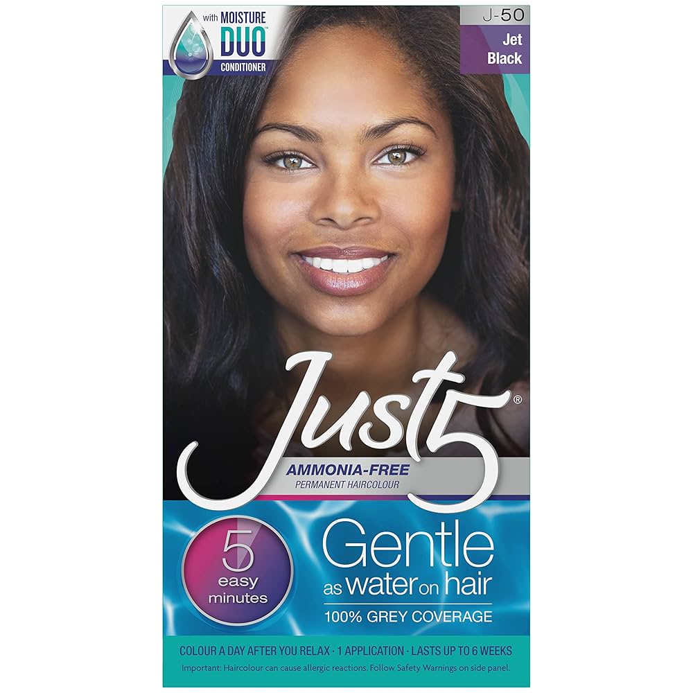 JUST 5 AMMONIA - FREE PERMANENT HAIRCOLOUR J - 50 JET BLACK - Beautylicious Canada