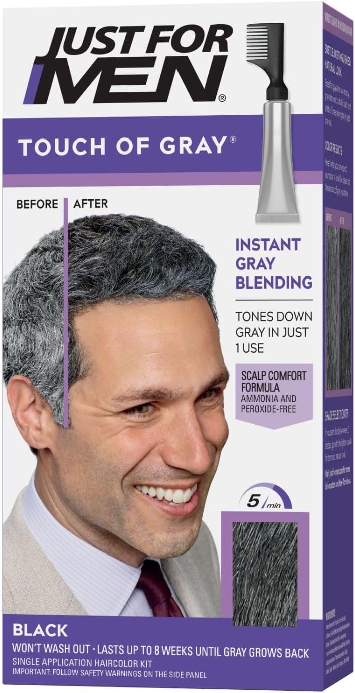 JUST FOR MENTOUCH OF GREY HAIR COLOR T - 55 BLACK - Beautylicious Canada