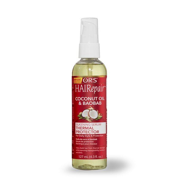 ORS HAIRepair Coconut Oil & Baobab Silkening Serum Thermal Protector for Daily Style & Protection (4.3 oz) - Beautylicious Canada